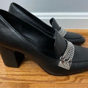 Karl Lagerfeld Black Loafers with Silver Chain